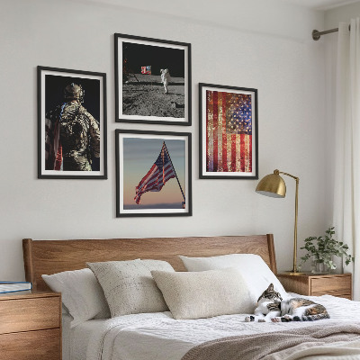 Polyptychon mit rahmen Amerikanische Symbole, USA-Flagge