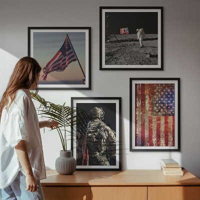 Polyptychon mit rahmen Amerikanische Symbole, USA-Flagge