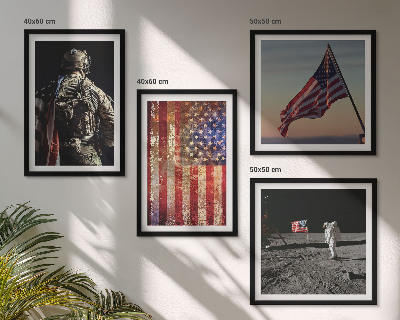 Polyptychon mit rahmen Amerikanische Symbole, USA-Flagge