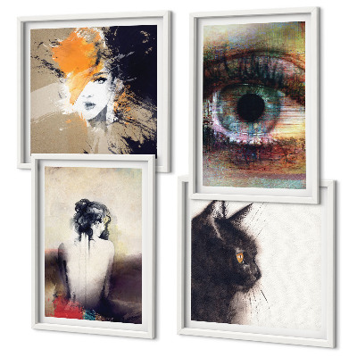 Wanddeko-set Porträt einer Frau, Auge, Farben, Emotionen