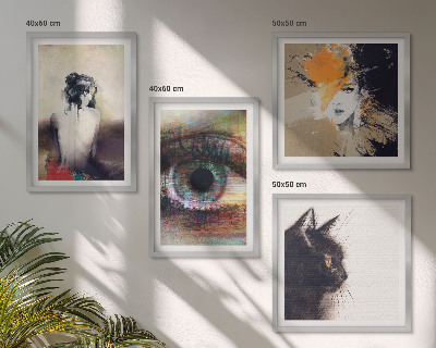 Wanddeko-set Porträt einer Frau, Auge, Farben, Emotionen