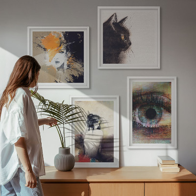 Wanddeko-set Porträt einer Frau, Auge, Farben, Emotionen