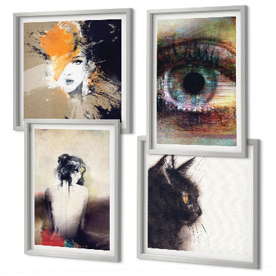 Wanddeko-set Porträt einer Frau, Auge, Farben, Emotionen