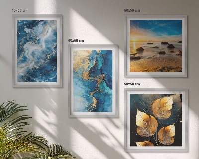Polyptychon mit rahmen Bilder mit blau-goldenen Mustern