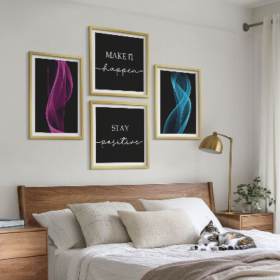 Polyptychon mit rahmen Neonlinienwellen im Hintergrund