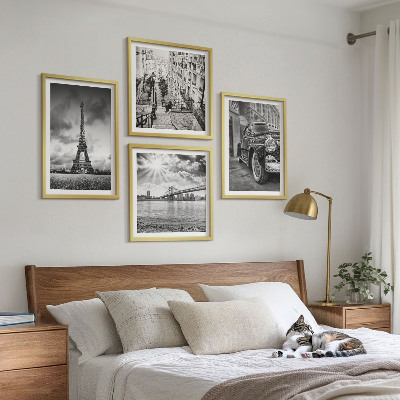 Wanddeko-set Stadtansichten, Brücken, Eiffelturm, Auto