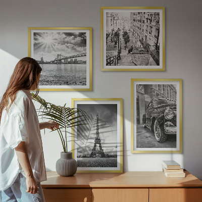 Wanddeko-set Stadtansichten, Brücken, Eiffelturm, Auto