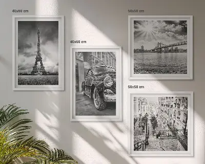 Wanddeko-Set mit Motiven von Stadtansichten, Brücken, Eiffelturm und Auto