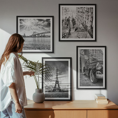 Wanddeko-set Stadtansichten, Brücken, Eiffelturm, Auto