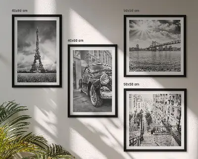 Wanddeko-Set mit Motiven von Stadtansichten, Brücken, Eiffelturm und Auto