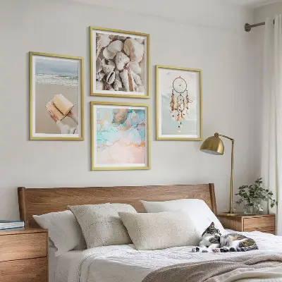 Boho-Buch mit Muscheln als gerahmtes Polyptychon