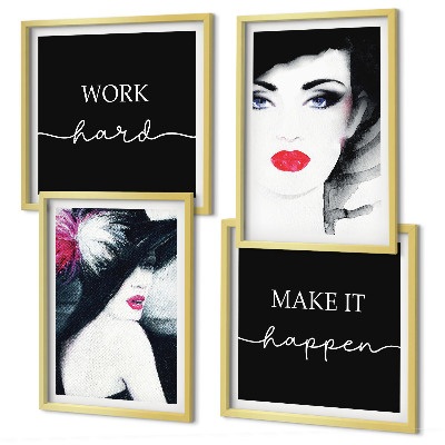 Wanddeko-set Porträts von Frauen mit Lippen