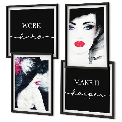 Wanddeko-set Porträts von Frauen mit Lippen