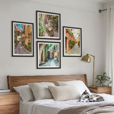 Polyptychon mit rahmen Charmante italienische Straßen und Blumen