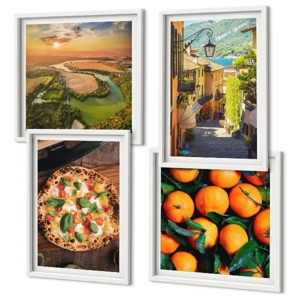 Wanddeko-Set italienische Flüsse, Hügel und Straße