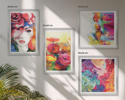 Wanddeko-set Porträt von Blumen in intensiven Farben