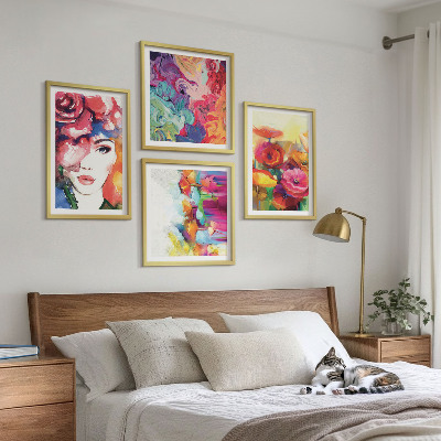Wanddeko-set Porträt von Blumen in intensiven Farben