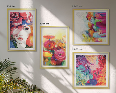 Wanddeko-set Porträt von Blumen in intensiven Farben