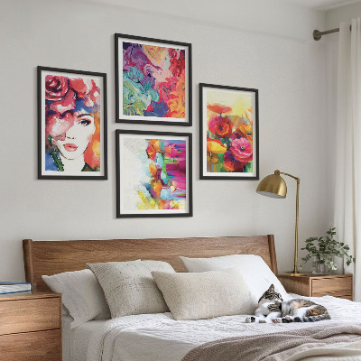 Wanddeko-set Porträt von Blumen in intensiven Farben