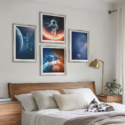 Wanddeko-Set mit Weltraum-Astronauten und Sternen