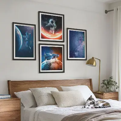 Wanddeko-Set mit Weltraum-Astronauten und Sternen
