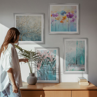 Polyptychon mit rahmen Hintergrundmuster mit Pastellblumen