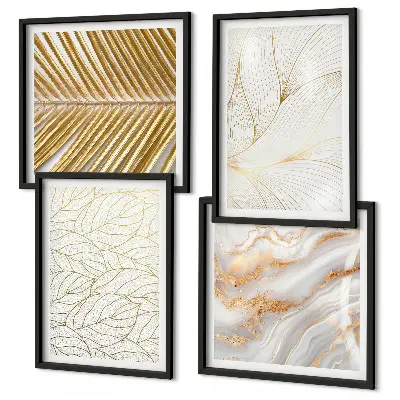 Blattmuster Marmor abstrakt Polyptychon mit Rahmen
