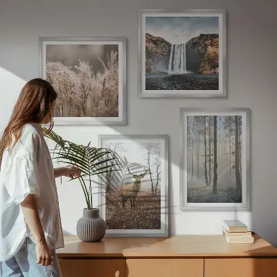 Waldlandschaften der Wildnis Polyptychon mit Rahmen