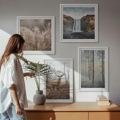 Waldlandschaften der Wildnis Polyptychon mit Rahmen