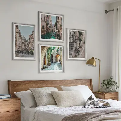 Venezianische Straßen Wasserarchitektur als gerahmtes Polyptychon