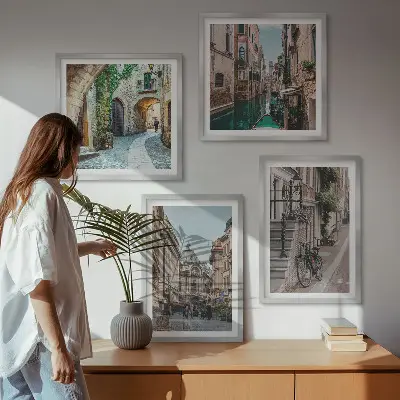 Venezianische Straßen Wasserarchitektur als gerahmtes Polyptychon