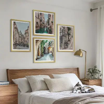 Venezianische Straßen Wasserarchitektur als gerahmtes Polyptychon