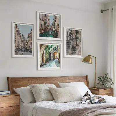 Venezianische Straßen Wasserarchitektur als gerahmtes Polyptychon