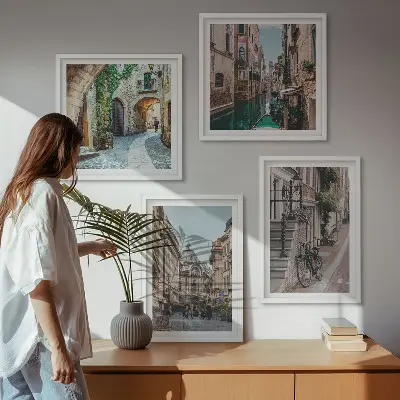 Venezianische Straßen Wasserarchitektur als gerahmtes Polyptychon