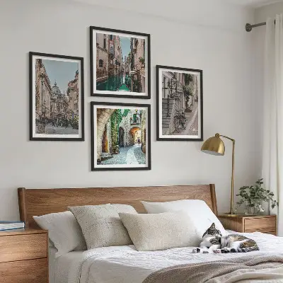 Venezianische Straßen Wasserarchitektur als gerahmtes Polyptychon