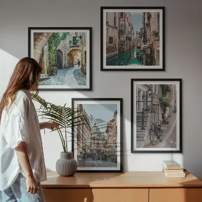 Venezianische Straßen Wasserarchitektur als gerahmtes Polyptychon