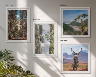 Wanddeko-set Straße Wald Berge Hirsch Natur