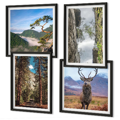 Wanddeko-set Straße Wald Berge Hirsch Natur
