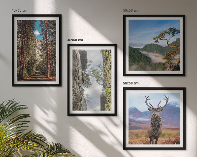 Wanddeko-set Straße Wald Berge Hirsch Natur