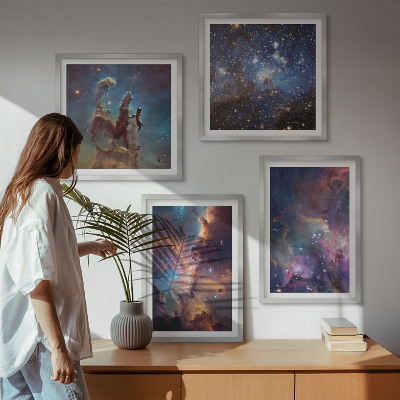 Polyptychon mit rahmen Kosmische Sternenlandschaften