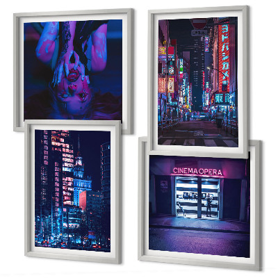 Wanddeko-set Nachtstadt mit Neonlichtern
