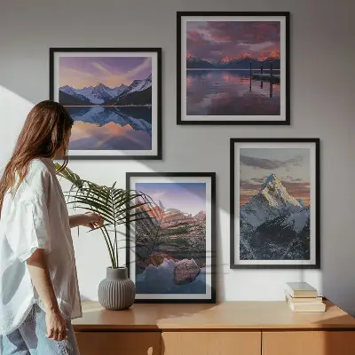 Polyptychon Berglandschaft mit Rahmen