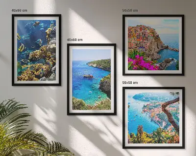 Wanddeko-Set mit Meerblick und farbenfrohen Häusern
