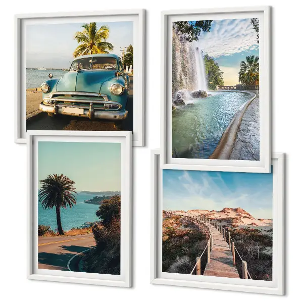 Wanddeko-Set mit Urlaub, Palmen und Wasserfall Motiv