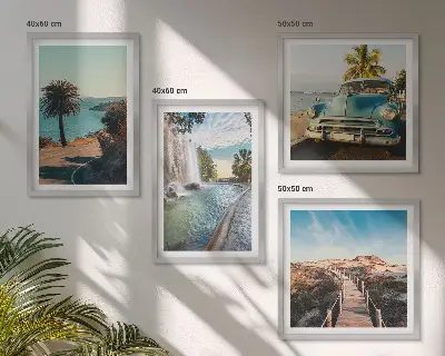Wanddeko-Set mit Urlaub, Palmen und Wasserfall Motiv