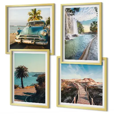 Wanddeko-Set mit Urlaub, Palmen und Wasserfall Motiv