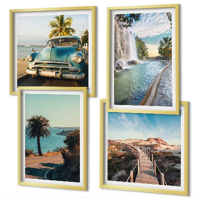 Wanddeko-set Urlaub Palmen Wasserfall