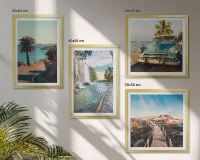 Wanddeko-Set mit Urlaub, Palmen und Wasserfall Motiv