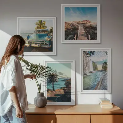 Wanddeko-Set mit Urlaub, Palmen und Wasserfall Motiv