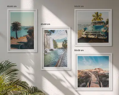 Wanddeko-Set mit Urlaub, Palmen und Wasserfall Motiv